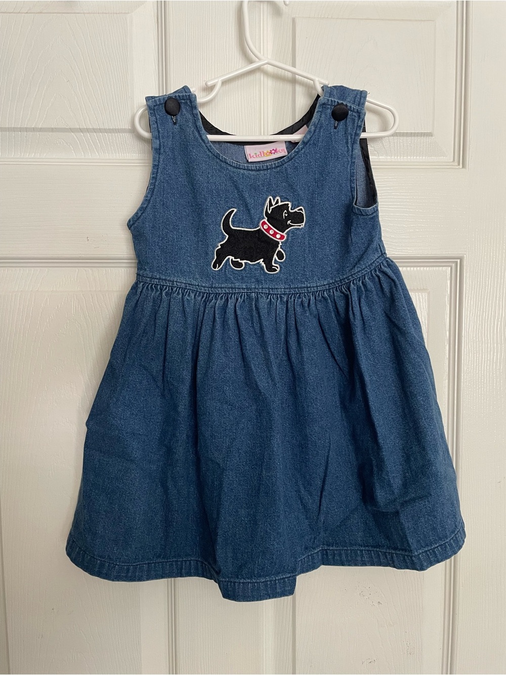 Kidlooks 100% Cotton Girls 4T Blue Denim Toddler Dress with Dog Patch
